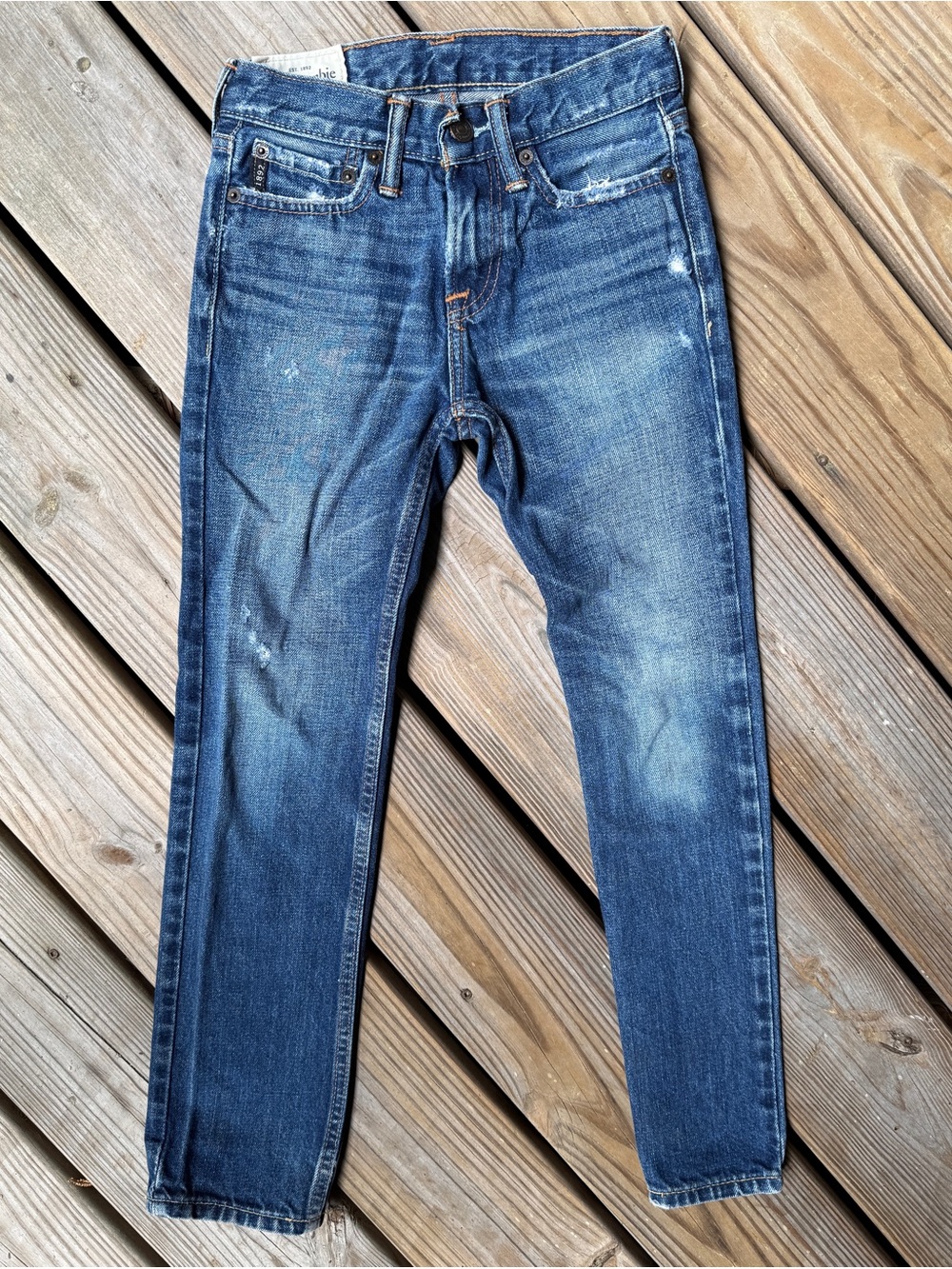 Abercrombie Kids Boys Blue Distressed Straight Leg Jeans Size 8